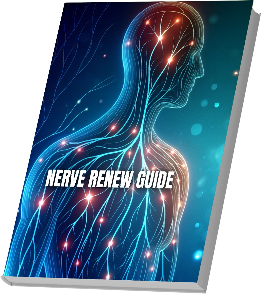 Nerve Renew Guide bonus e-book cover glowing human nervous system illustration ke saath.