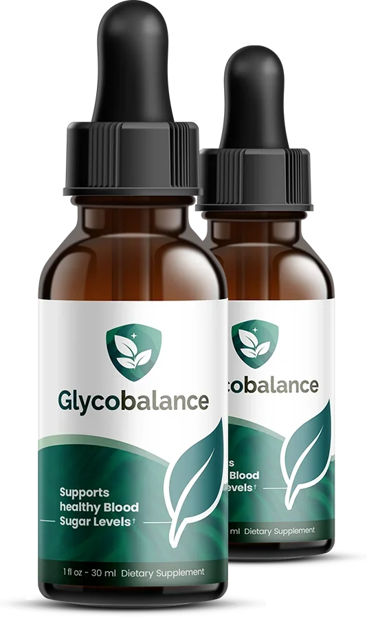 Glycobalance dietary supplement liquid dropper ki do bottles plain white background par.