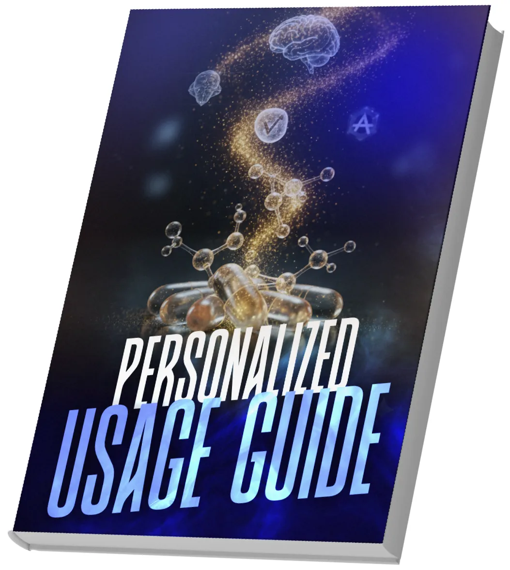 Personalized Usage Guide bonus e-book cover scientific background design ke saath.